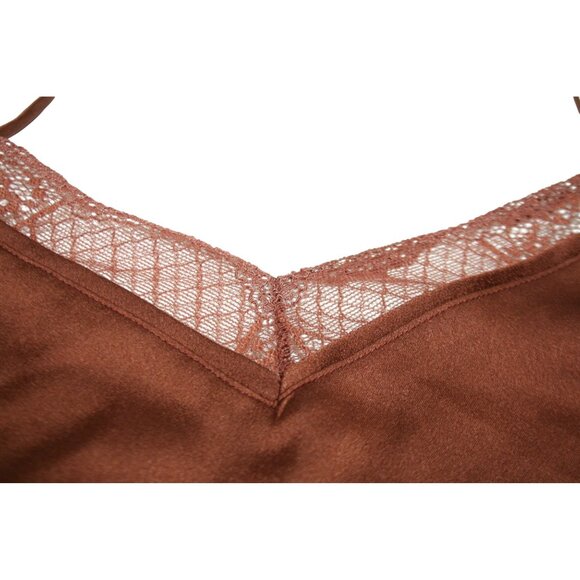 Abercrombie & Fitch Womens Large Brown Lace Trim Satin Camisole Y2K Feminine - Picture 3 of 7